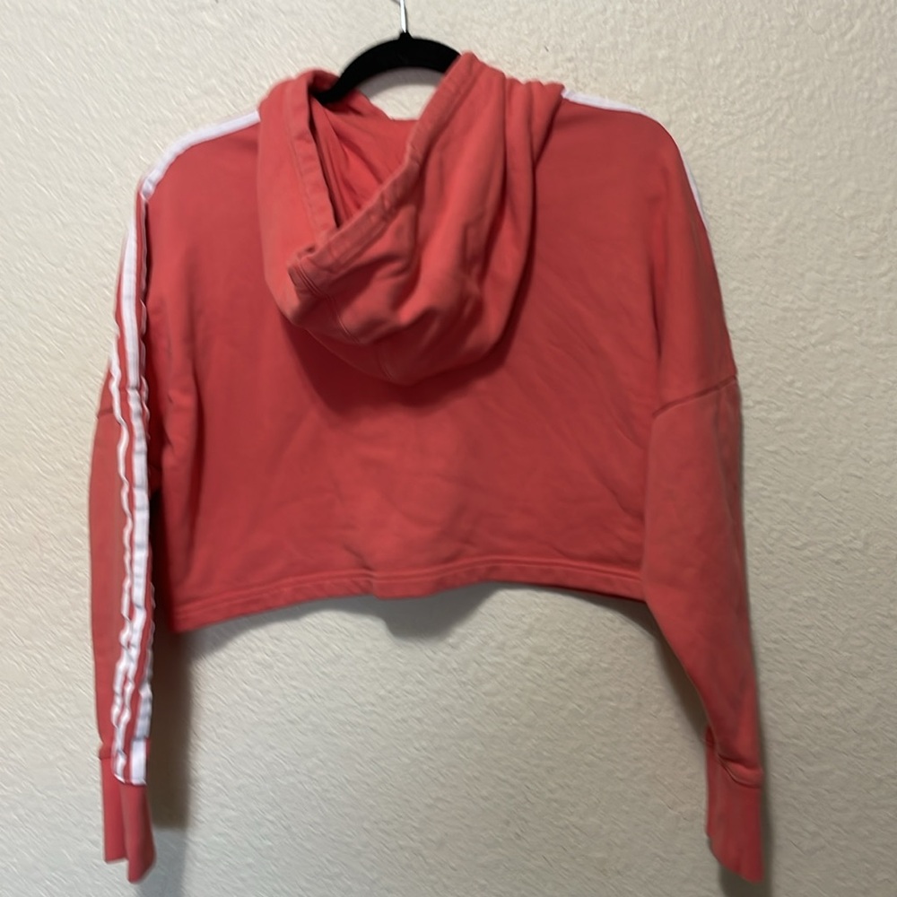 Adidas Orange Cropped Hooded Sweatshirt. Very Good Condition. Size XS. - Picture 6 of 8